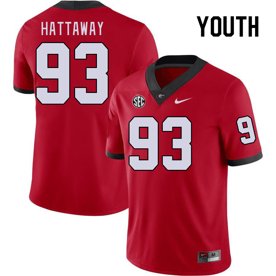 Youth #93 Will Hattaway Georgia Bulldogs College Football Jerseys Stitched-Red